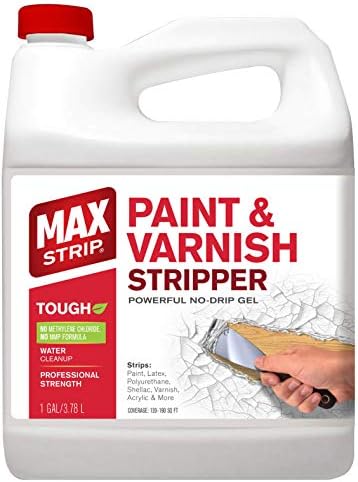 MAX Strip Professional Strength Paint and Varnish Stripper - 1 Gallon - Strips Paint, Latex, Polyurethane, Shellac, Varish, Acrylic and More - No Methylene Chloride No NMP Powerful No Drip Gel Formula