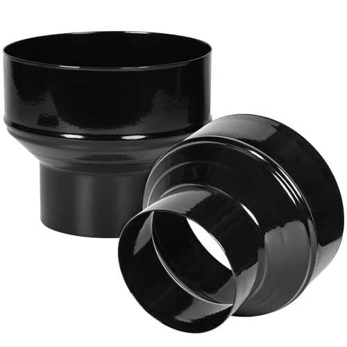 2 Pcs Duct Reducter 6 to 4 Air Ducting Reducer Increaser Air Duct Adapter or Round Metal Pipe Reducer for Bathroom Kitchen Ventilation Systems - Black