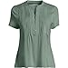 Lands' End Women's Lightweight Jersey Button Pintuck Top Medium Lily Pad Green