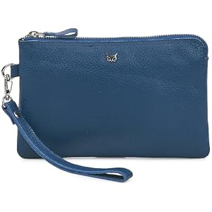 Wise Owl Accessories Genuine Leather Wristlet Wallet for Women Clutch Handbag Purses for Cell Phone Keys Coins Credit Card Slots