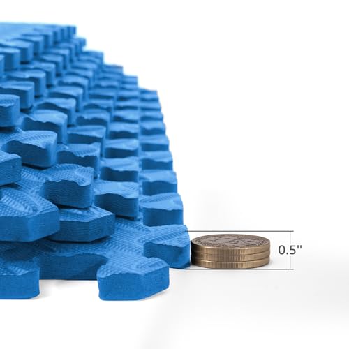 Image of Art3d 48 Sq.Ft Eva Puzzle Exercise Mats, 1 /2 inch Thick Foam Interlocking Tiles for Flooring, Workout, Gym Equipments, Pack of 12, Blue