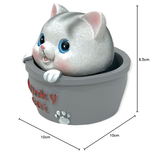 Image of AUGEN Polyresin Cute Cat Happy Bobblehead Idol Statue Showpiece for Home Decor Decoration and Gifting (1 Piece,7532F-B)