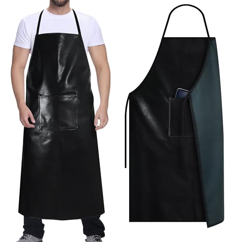 Wasserdichte Schürzen mit Tasche, 101,6 cm, PVC, strapazierfähig, Arbeitsschürze, chemikaliensäure-, flecken-, ölbeständige Schürze, professionelle Schürze für Männer und Frauen, Küche, Metzger, Chef