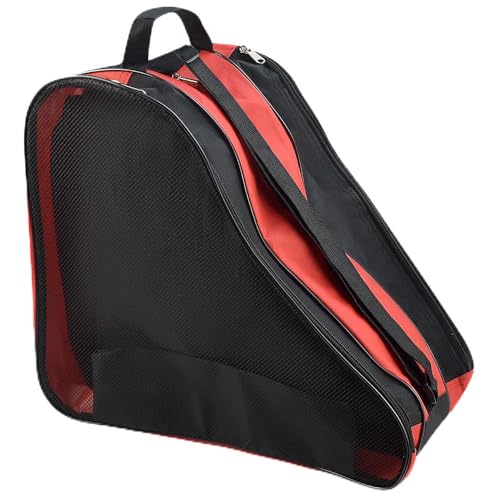 PERFETSELL Bolsa para patines de hielo para adultos, color rojo, con correa ajustable, para patines de hockey sobre hielo, para hombre y mujer