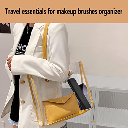 Makeup Brush Holder, Travel Essentials Makeup Brush Organizer, Silicone Cosmetic Make Up Bag Makeup Brush Cover Case For Travel Size Toiletries, Small Magnetic Travel Makeup Brush Holder For Women #TOP5