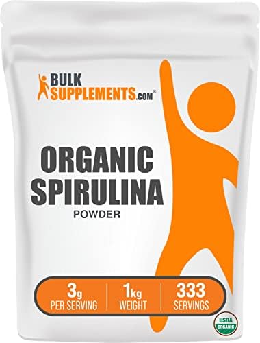 BulkSupplements.com Organic Spirulina Powder - Blue Green Algae - Organic Superfood Powder - Green Powder Superfood - 3g of Pure Organic Spirulina per Serving (1 Kilogram - 2.2 lbs)