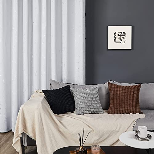 Deconovo Thermal Insulated Curtains Blackout Curtains Foil Dotted Line Printed Eyelet Curtains for Bedroom W55 x L70 Silver Grey One Pair - Image 3