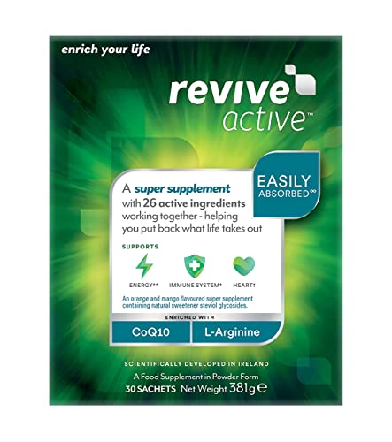 Revive Active Multivitamin Super Supplement - 26 Active Ingredients in 1 Daily Sachet – Vitamin C, D, K2, Coq10, L-Arginine - Supports Overall Health, Immune System & Fatigue Reduction - 30 Day Supply