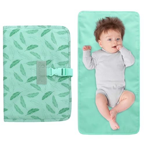 Organizador de bolsa de pañales con cambiador 2 en 1 húmedo/seco, impermeable, diseño portátil cómodo con asa, toallitas para bebé, verde, amo nenes