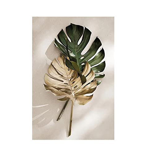 Impression sur toile abstrait feuille or pour grand mur vide de chambre - 2