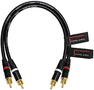1 Foot RCA Cable Pair - Made with Canare L-4E6S, Star Quad, Audio Interconnect Cable and Neutrik-Rean NYS Gold RCA Connectors - Directional Design - Custom Made by WORLDS BEST CABLES