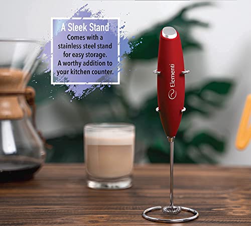 Elementi Electric Wine Aerator & Milk Frother, Electric Milk Frother Handheld, Milk Frother For Coffee Frother Electric Handheld Drink Mixer, Electric Mini Whisk Wine Decanter With Aerator (Red) #TOP3