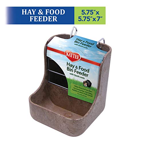 Kaytee Hay & Food Bin Feeder With Quick Locks For Pet Rabbits, Chinchillas, Guinea Pigs And Other Small Animals, 5.75 Inches X 6 Inches X 7 Inches #TOP1
