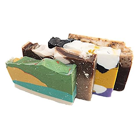 Morning Energy Soap Collection - 4(Four) 2Oz Guest Bars, Sample Size Soap -Natural Handmade Soaps for Fresh Morning Shower. Oatmeal Honey, Green Tea, White Tea, Coffee Soap - Falls River Soap Company Cover