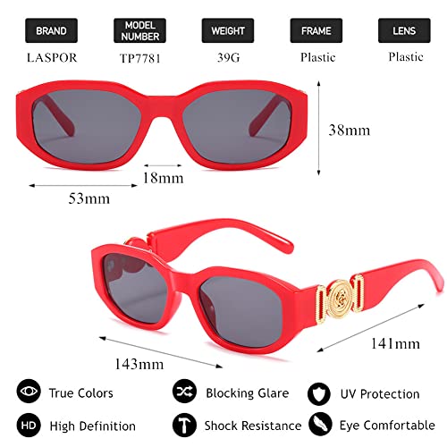 Image of LASPOR Irregular Sunglasses for Women Men Trendy Retro Vintage Rectangle Glasses Hexagon Shades Driving UV400 Protection
