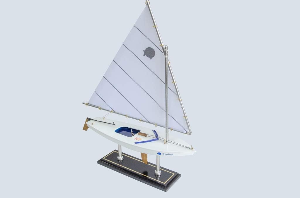 LK Scale Models Wooden Sunfish Model Race with Window Sailboat Decoration 16"-7