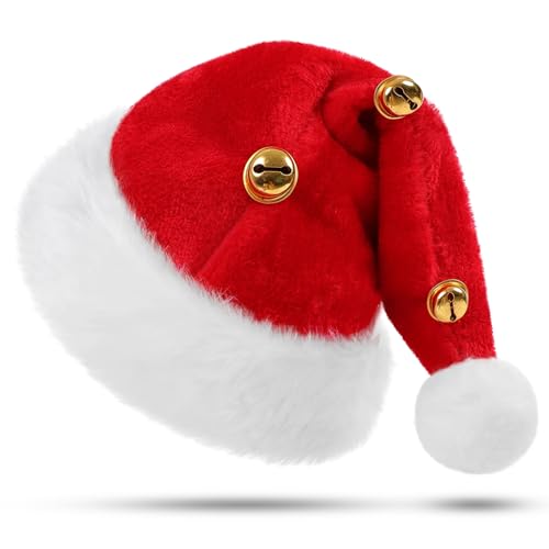 KONVINIT Weihnachtsmützen für Erwachsene mit drei Glocken Luxus...