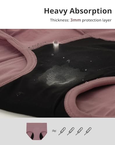 Image of INNERSY Women's Bamboo Viscose Heavy Flow Period Underwear High Waisted Leakproof Panties 3 Pack