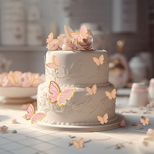 Wow Ding BUTTERFLY CUPCAKE TOPPER1 60Pcs Butterfly Cupcake Topper Pink Purple Gold thumb #2
