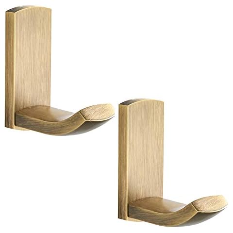 BATHSIR Antique Brass Towel Hooks, Wall Robe Hooks Bathroom Retro Coat Hooks 2 Pack Cover