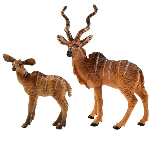 Jehoshaphat 2Pcs Resin Oryx Sabertooth Sculptures, Realistic Statues with Curved Blade Horns, African Arabian Wildlife Art Ornaments for Living Room Indoor Visual Layout