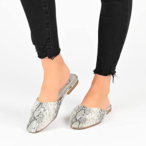 Journee Collection Womens Elizza Tru Comfort Foam Slip On Square Toe Mules Flats Snake 12 Medium Womens Us #TOP5