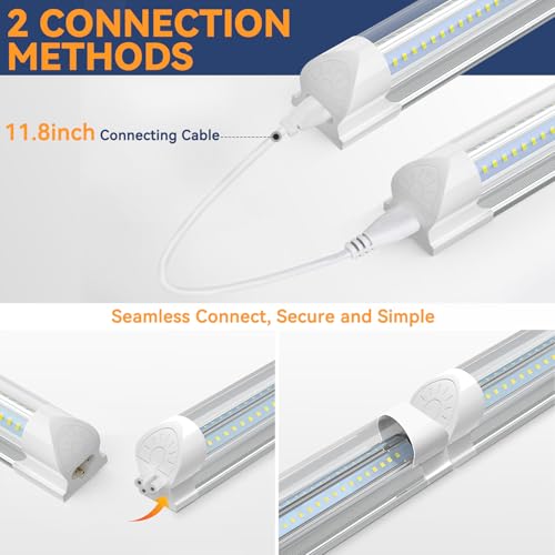 CNSUNWAY 1.5FT LED Shop Light, 20W High-Efficiency Under Cabinet Lighting (6000K Cool White), V-Shape T8 Tube Fixtures – 18\" Linkable Under Counter Lights for Kitchen, Workbench, Workshop, 2 Pack - Thumbnail 3