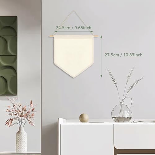 FVIEXE 6PCS Canvas Banner Blank, Canvas Banners with Wooden Dowel, Enamel Pin Wall Display Banner Holder for Enamel Pins Lapels Badges Buttons Patches Collection