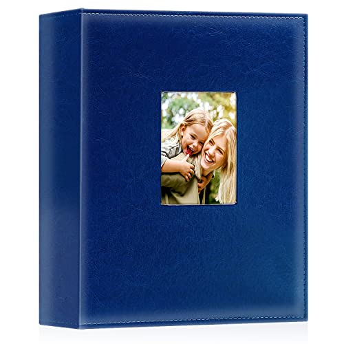 Image of Ywlake Photo Album 4x6 400 Pockets, Leather Photo Albums Holds 400 Vertical Pictures Only Blue