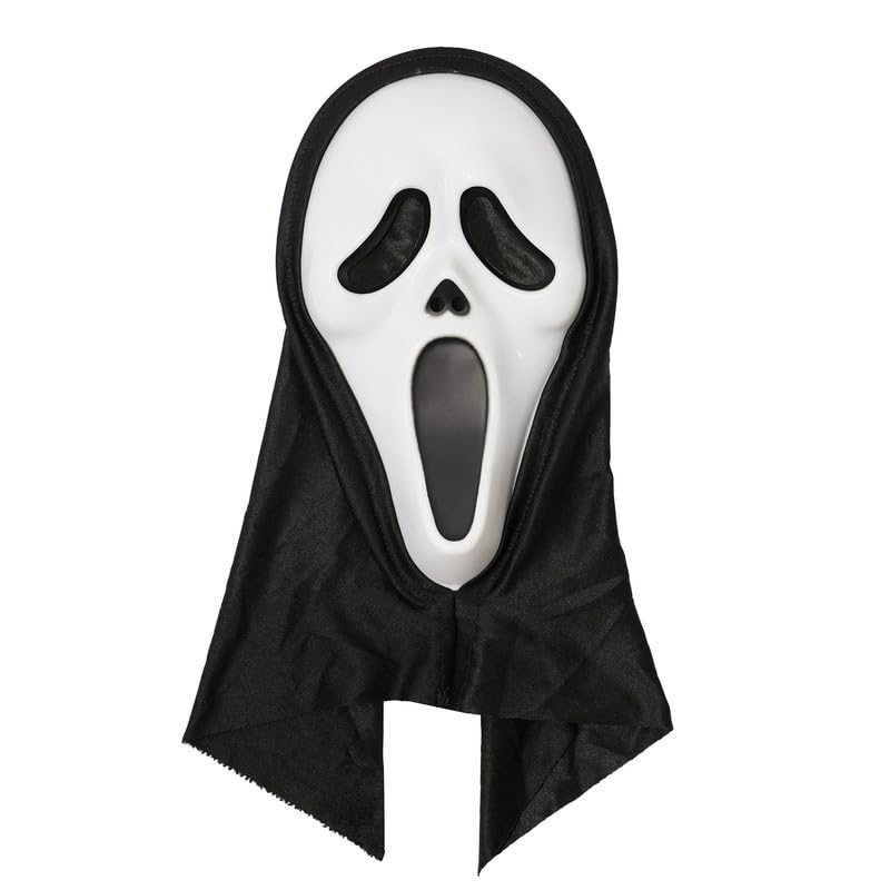 JOYFULBOX Rigid Plastic Scary Horror Ghost Mask Halloween Scream Cosplay Costume