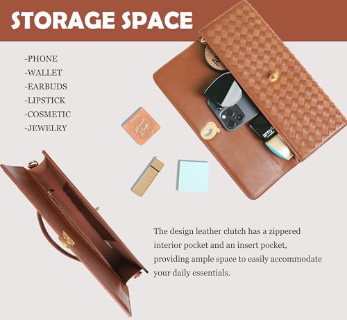 Image of Woven Clutch Purses for Women, Leather Evening Clutch, Handmade Woven Shoulder Bag Crossbody Bag