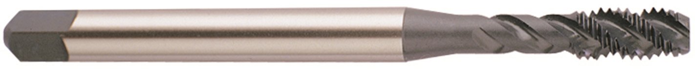 YG-1 BW Series Vanadium Alloy HSS Spiral Flute Tap, Uncoated (Bright) Finish, Round Shank with Square End, Modified Bottoming Chamfer, M5-0.8 Thread Size, D5 Tolerance
