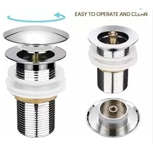 Spazio Waste Coupling for Wash Basin, Universal Pop Up Sink Plugs with Detachable Basket, Stainless Steel Wash Basin Coupling, Suitable for Drain Ports (Pack of 1)