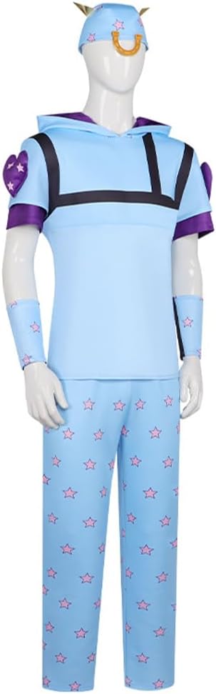 Johnny Joestar Costume Blue Shirt Pants Full Set Men Party Outfit