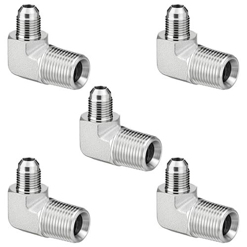 Image of 90 Elbow Hydraulic Adapter Fitting: 3 /8 inch JIC Male x 1 /2 inch NPT Male