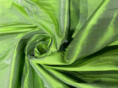 Tissu Dupioni 100% pure soie verte d'exception pour haute couture MM128