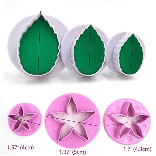 Gobaker Rose Petal Calyx Leaf Cutter Set Gumpaste Flower Mold Sugarcraft Fondant Modelling Tools For Cake Decorating，Pack Of 12 #TOP2