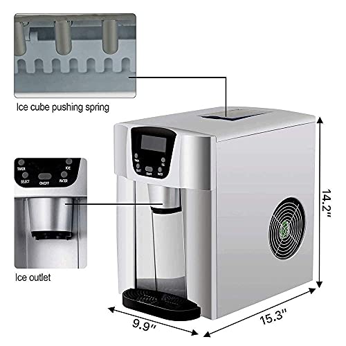 Fabricadora de hielo automática de 9,5 kg, máquina para hacer cubos de hielo de acero inoxidable, compacta para encimera, ideal para cocina y bares miniatura 5
