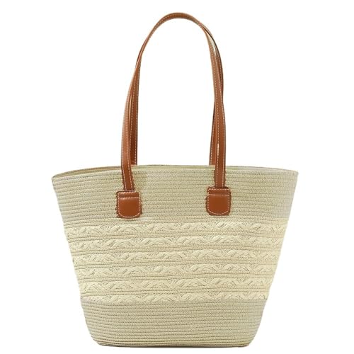 Sac fourre-tout en raphia tissé rouge grande capacité pour filles