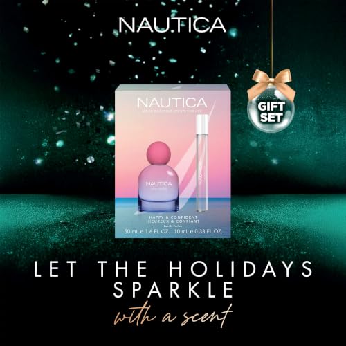 Image of Nautica for Her Rose Island Giftset 1.6 fl oz + 0.33 fl oz Eau De Parfum, Notes of Lemon, Rose, and Musk, Women's Fragrance, Long Lasting, Mood-Boosting Fragrance, Vegan Formula