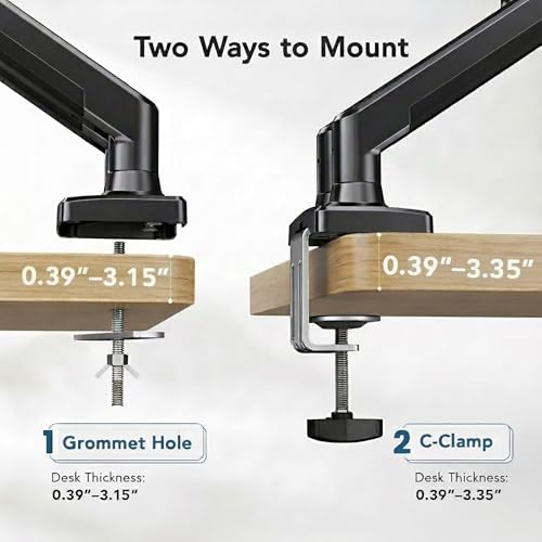 Image of HUANUO Dual Monitor Mount for 2 Monitors up to 30 inches, Each Arm Holds Max 22lbs, Dual Monitor Stand with Advanced System, Height-Adjustable /Tilt /Swivel /Rotate, VESA Standard 75mm or 100mm