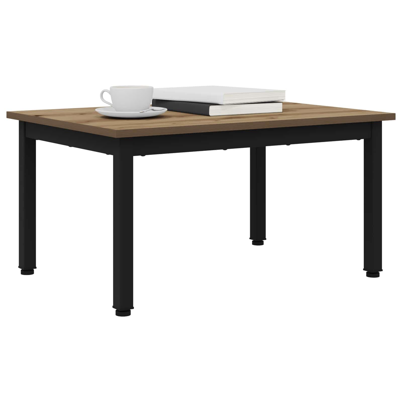 Couchtisch Kunsthandwerk Eiche 70 x 50 x 36 cm Holzwerkstoff rechteckig modern minimalistisch stabil langlebig pflegeleicht Wohnzimmer Hochwertig Metallfüße Designertisch