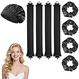 【KEINE ERHITZUNG ERFORDERLICH】Sie erhalten 4 extra dicke, hitzefreie Lockenstäbe, 4 Haargummis aus Seide und eine passende Schlafhaube. Diese hitzefreien Lockenstäbe machen hohe Temperaturen überflüssig und verhindern so effektiv Frizz, Trockenheit und Haarbruch, die bei herkömmlichen Lockenstäben mit Hitze auftreten können. Die Verwendung unserer Lockenstäbe trägt dazu bei, den natürlichen Glanz und die Gesundheit Ihres Haares zu erhalten und Ihr Lockenerlebnis zu optimieren.