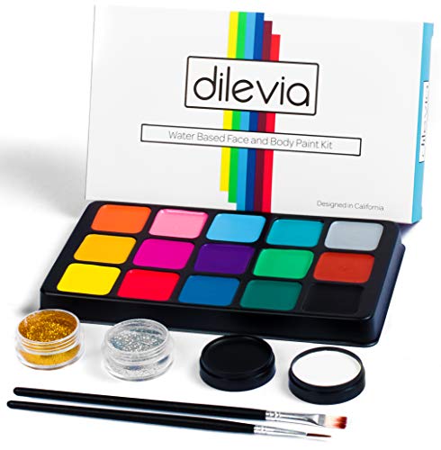 Face Paint Kit for Kids by Dilevia - Professional Cosmetic Grade Palette, 15