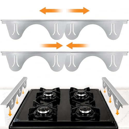 Linda’s Essentials Stainless Steel Stove Gap Covers (2 Pack) Adjustable Length 13.8" to 27.5" Stainless Steel, Steel Adjustable Gap Covers, Counter, Oven & Stove Gap Filler