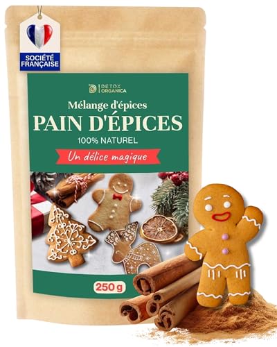 Detox Organica - Detox Organica Épices pain d’épices [ 250g – Qualité Premium ] Melange pour pain d epices en Sachet refermable – Préparation pour gâteaux et biscuits de Noël