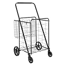 Amazon Basics Foldable Shopping Utility Cart with 360-Degree Wheels, Easy Assembly, Black, X-Large