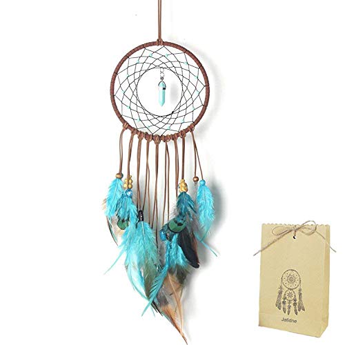 Smallones Hecho a mano piedra natural colgante árbol de la vida de atrapador de sueños de plumas de cuentas decoración del hogar