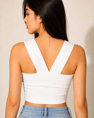 Image of Bedazzle Women's Ribbed Cutout Crop Top | Strappy V-Neck Ruched Sleeveless Tank | Sexy Stretchy Bodycon Club Wear for Party & Summer