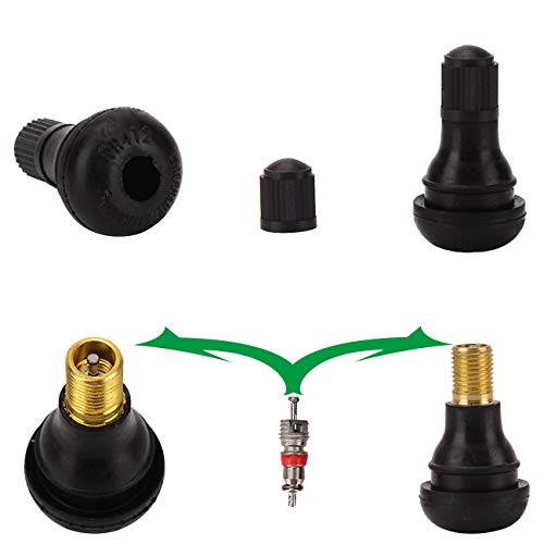 Febrytold Tire Valve Stem Tool Remover & Installation, 6 Pcs Tr412 Snap-In Valve Stems With Valve Stem Cores, 1 Pcs Single Head Tire Valve Core Remover Installer Tool (14 Pcs) #TOP2